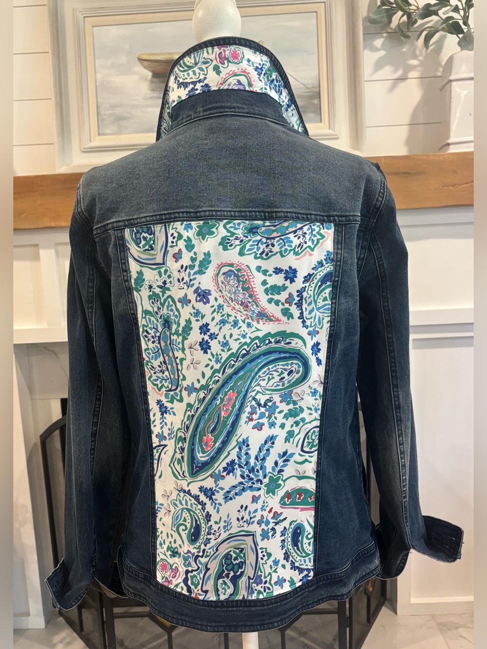 Custom Denim jacket - patch back with paisley print.